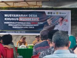 Pemdes Lampenai Gelar Musdesus Pembentukan Pengurus dan Pengawas Koperasi Desa Merah Putih