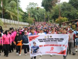 Bupati dan Wabup Lutim Semarakkan Jalan Sehat Hari Bhayangkara ke-79 Bersama Polres