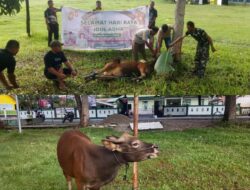 Perkuat Kemanunggalan TNI-Rakyat, Koramil 1403-14 Mangkutana Salurkan Paket Daging Kurban