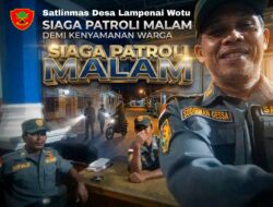 Satlinmas Desa Lampenai Wotu Siaga Patroli Malam Demi Kenyamanan Warga