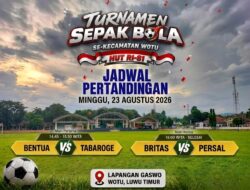 Jadwal Turnamen Sepak Bola HUT ke-81 RI di Wotu: Bentua Tantang Tabaroge, Britas Ditantang Persal