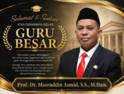 Raih Gelar Guru Besar, Direktur Chanel Tipikor  Beri Ucapan Selamat kepada Prof. Dr. Masruddin Asmid