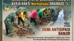 Sinergi TNI dan Warga Towuti Kerja Bakti Normalisasi Drainase Demi Antisipasi Banjir