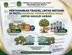 Pertahankan Tradisi, Lintas Instansi di Wotu Kompak Siapkan Pohon Bunga Male untuk Maulid Akbar