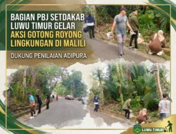 Dukung Penilaian Adipura, Bagian PBJ Setdakab Luwu Timur Gelar Aksi Gotong Royong Lingkungan di Malili